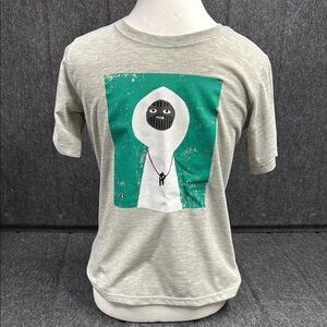 Mont-bell Gray and Green Short Sleeve Tee with Graphic Design